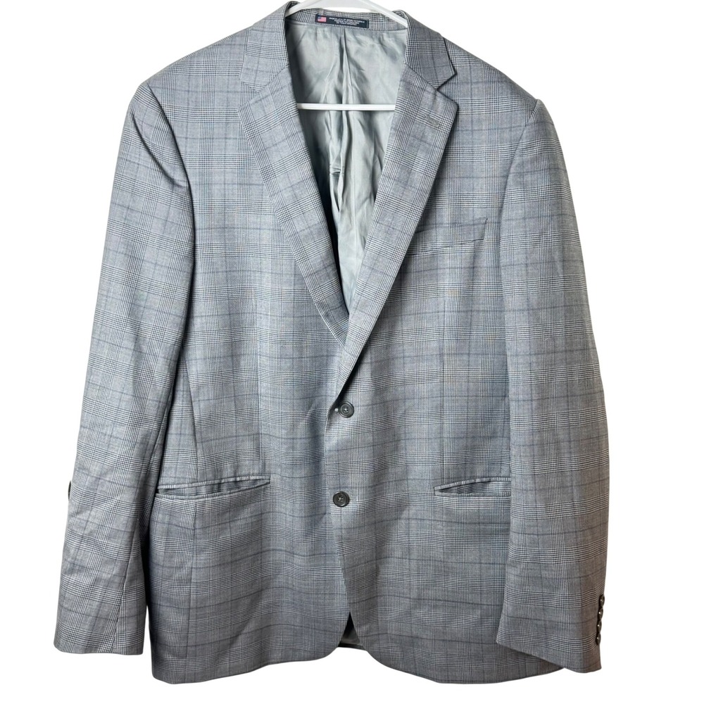 Hart Schaffner Marx Blazer Mens 44L Gray Glen Plaid Sport Coat Made in USA‎